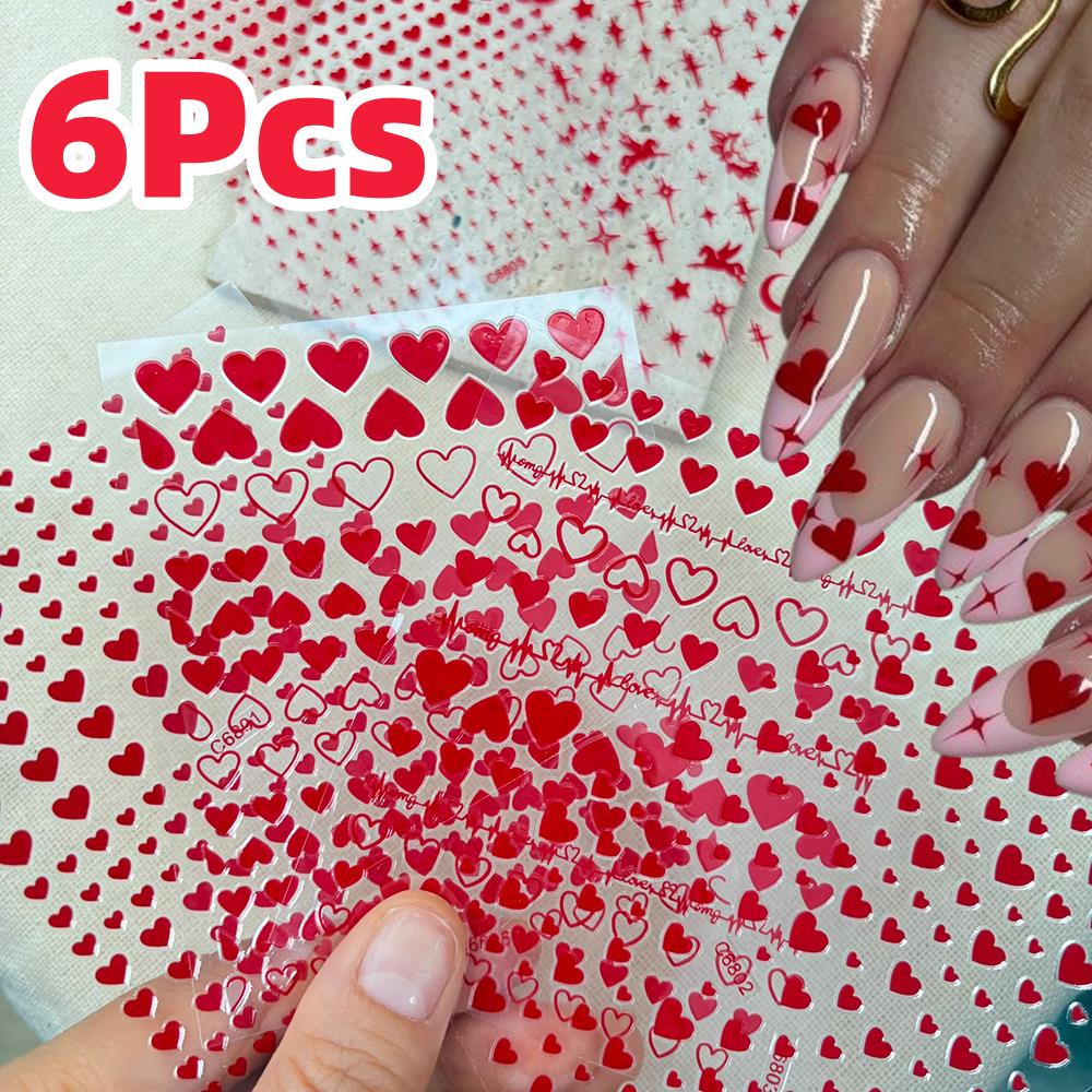 Nail Art Valentine - 6 pz/set Rosso Amore-Cuore San Valentino