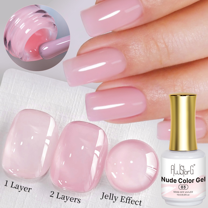 Nail Art Natural Pink - AWStorG Gel Polish Trasparente Rosa Nude