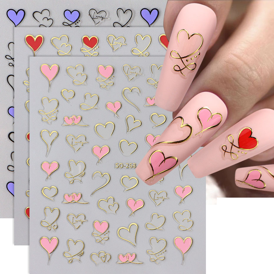 Nail Art Valentine - 3 pz Y2K Oro Onda Linea