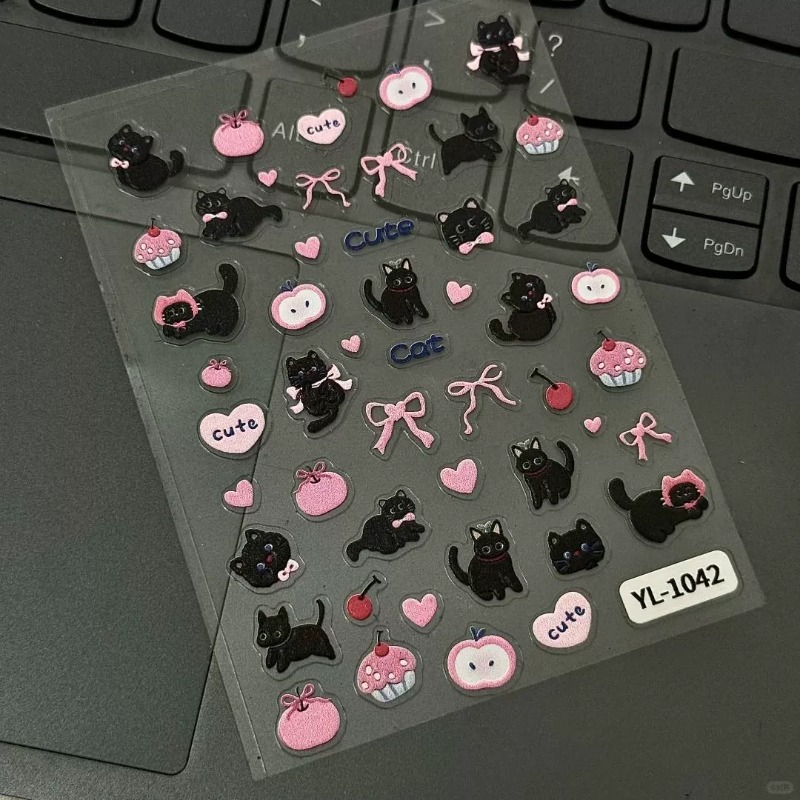 Nail Art Motif - Adesivo 3D a Rilievo Gatto Nero