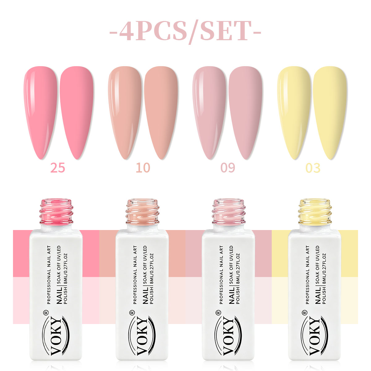 Nail Art Natural Pink - Set di smalti gel VOKY in