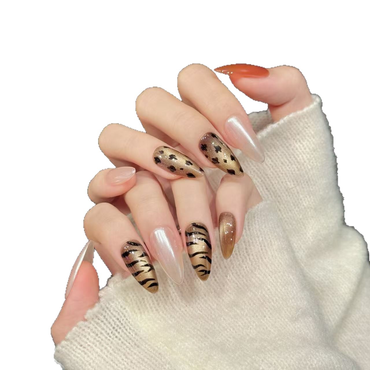 10 pz Fatti A Mano Mandorla Pr - Nail Art Zebra Design recensione e prezzo
